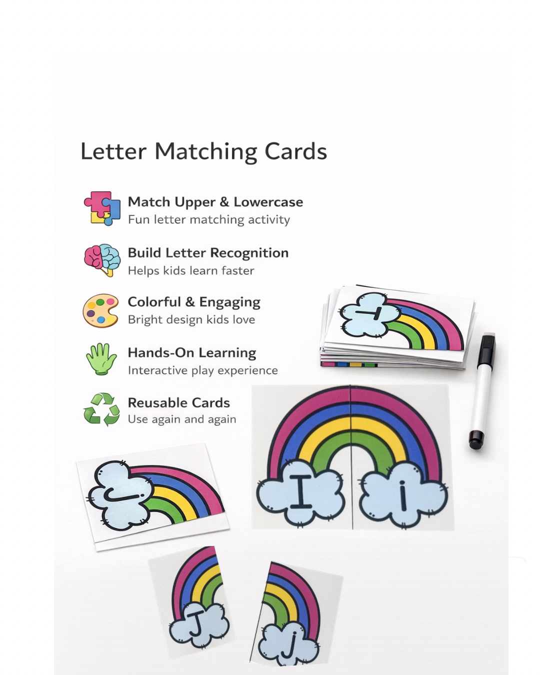 Letter matching puzzle cards