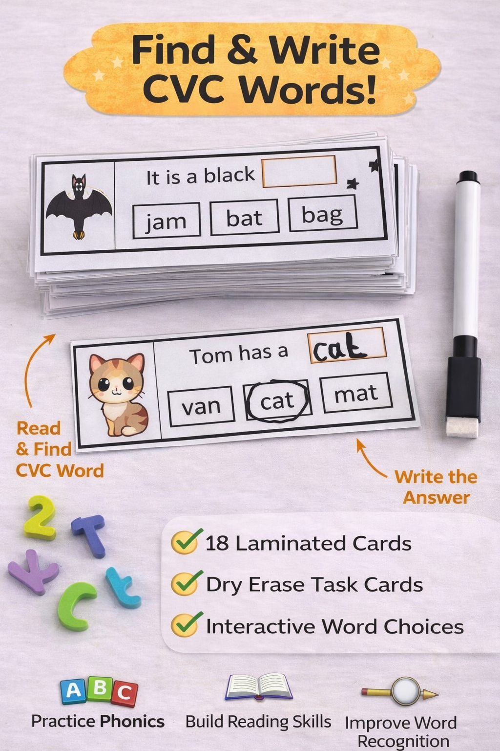 Find & Write CVC Words Activity |