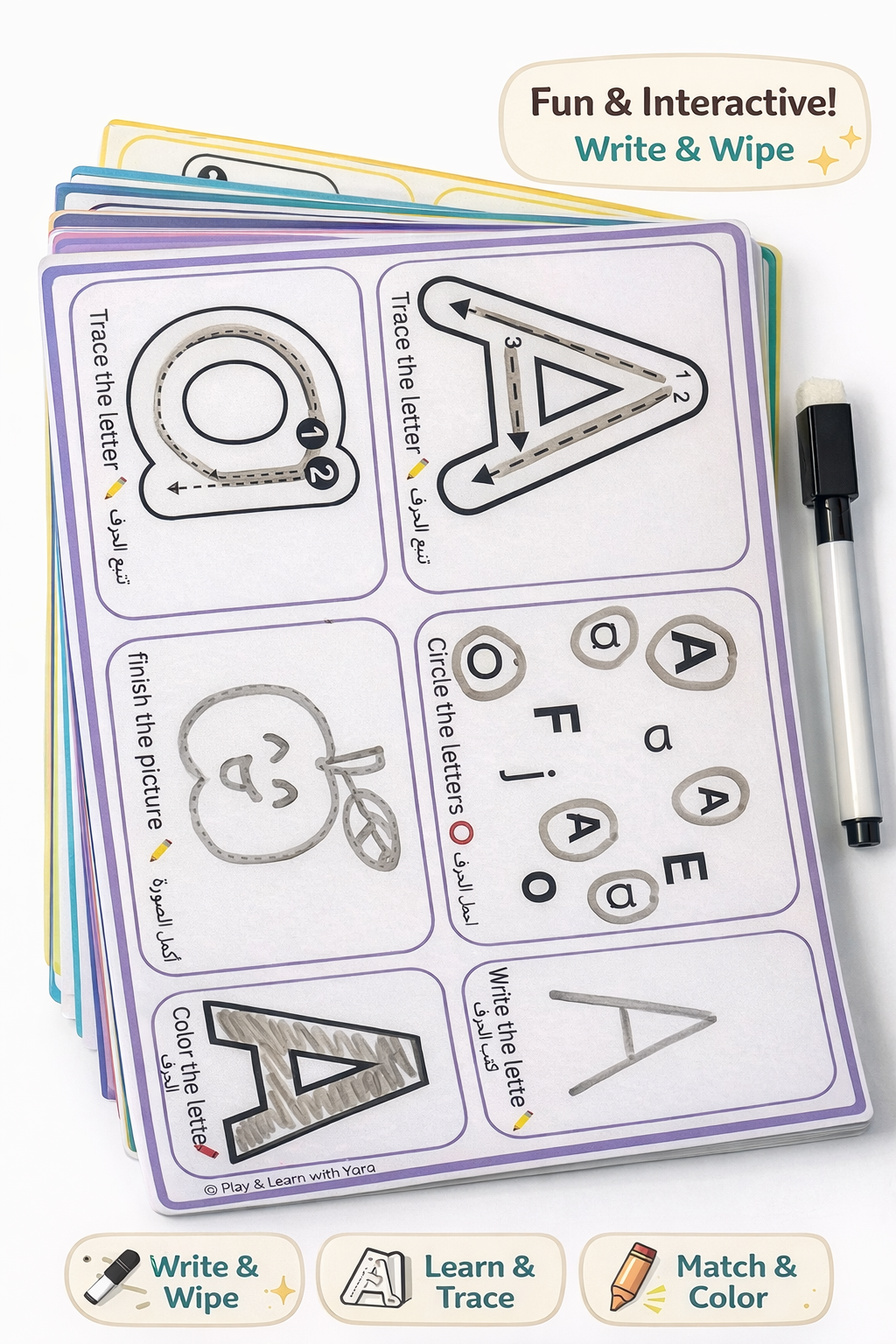 Alphabet Learning Flash Cards (Write & Wipe)