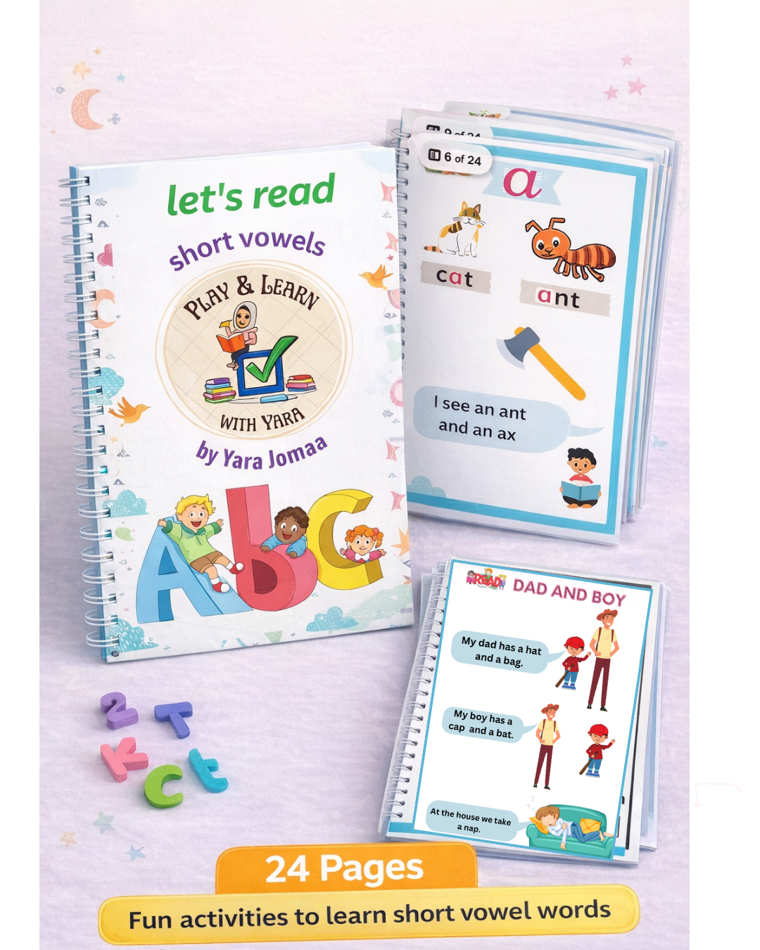 2-in-1 Short Vowels Learning Set | Book + Workbook for Early Readers
